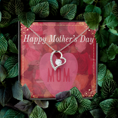 Happy Mother's Day Mom Red Roses with Forever Love Necklace