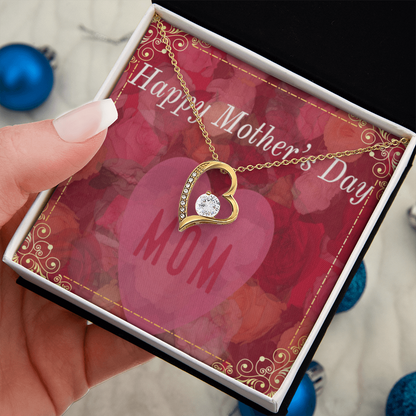 Happy Mother's Day Mom Red Roses with Forever Love Necklace