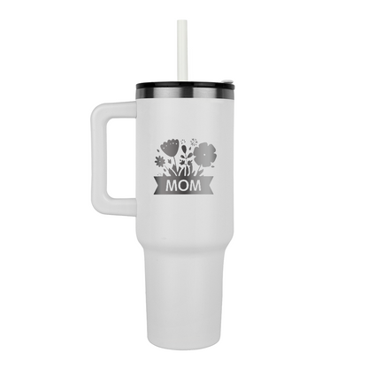 Mom with Flowers Engraved Pinnacle 40 oz Tumbler