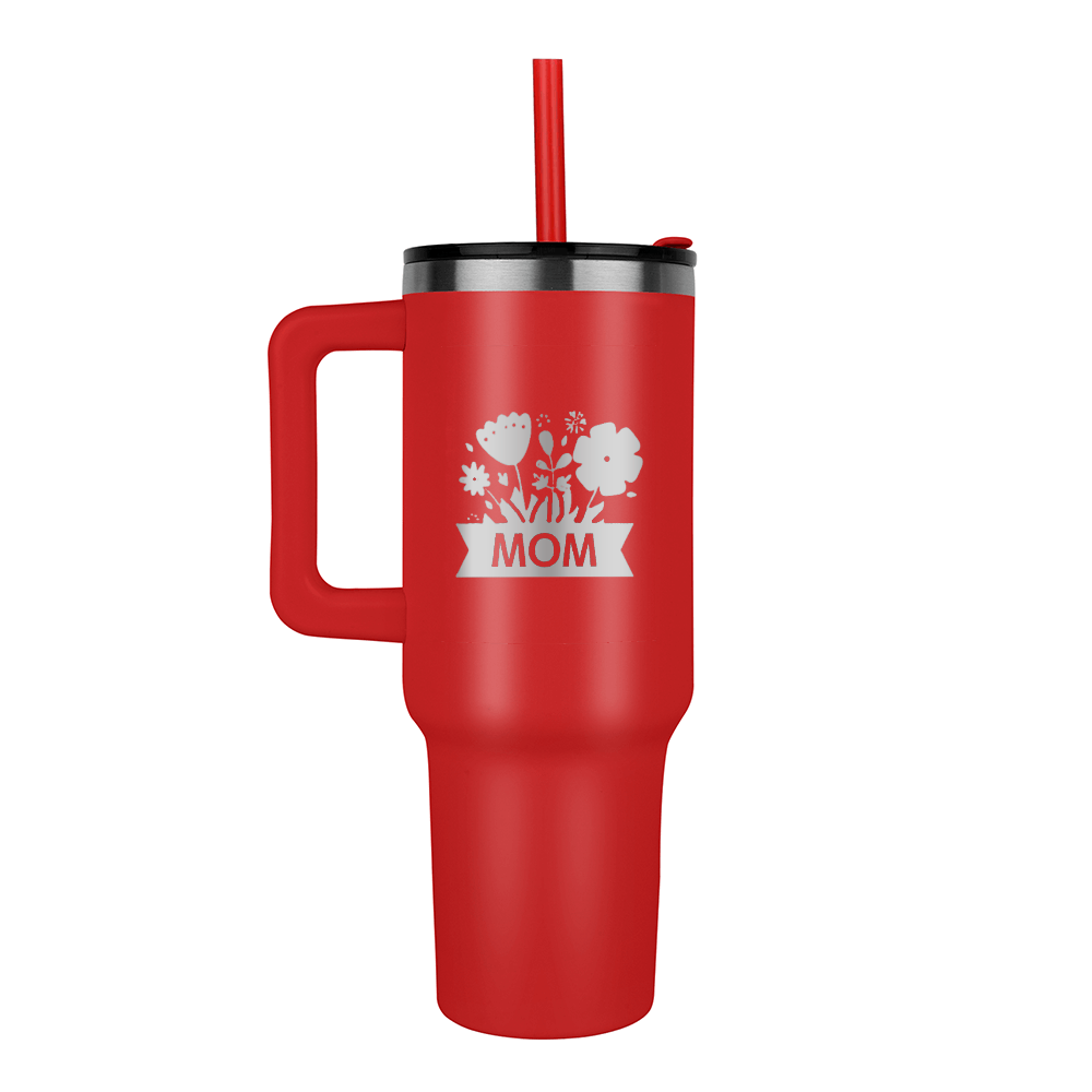 Mom with Flowers Engraved Pinnacle 40 oz Tumbler