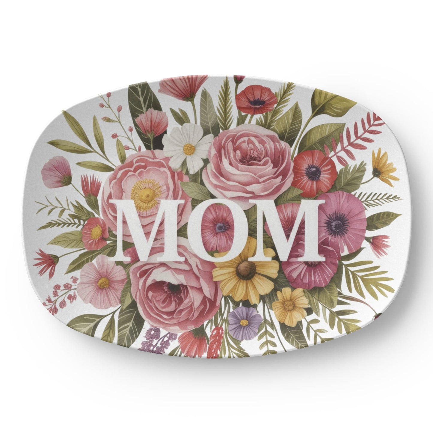 Floral Mom Mother's Day Decor 10" x 14" Oval Serving Platter