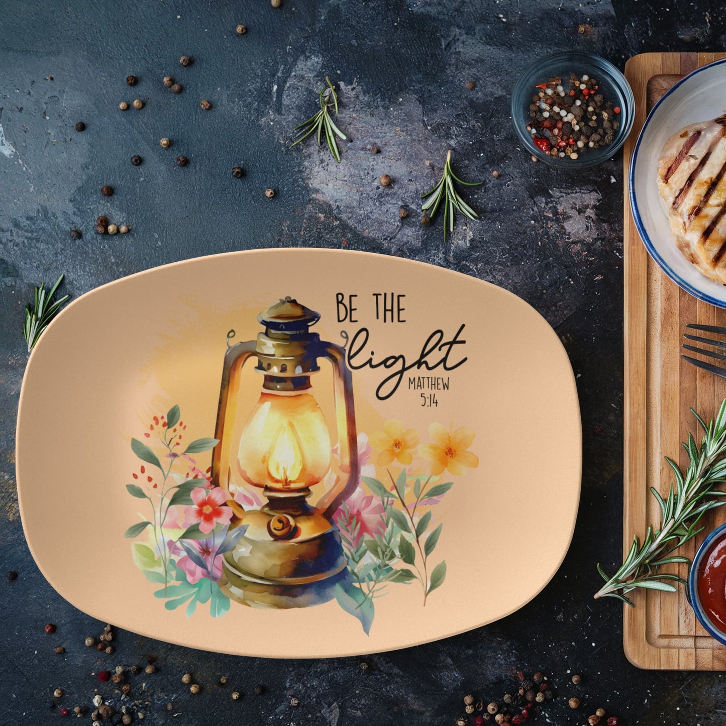 Be the Light Faith Based 10" x 14" Oval Serving Platter