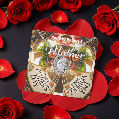 For My Beloved Mother on Mother's Day with Love Knot Necklace and Preserved Red Rose