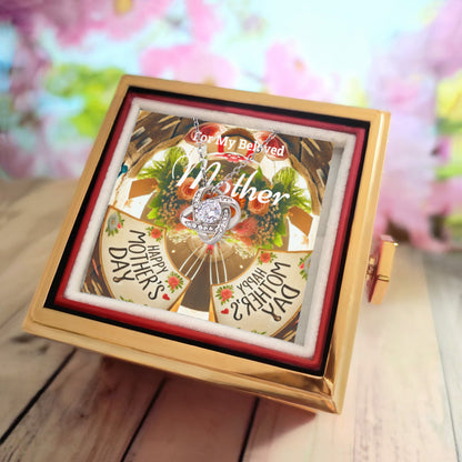 For My Beloved Mother on Mother's Day with Love Knot Necklace and Preserved Red Rose