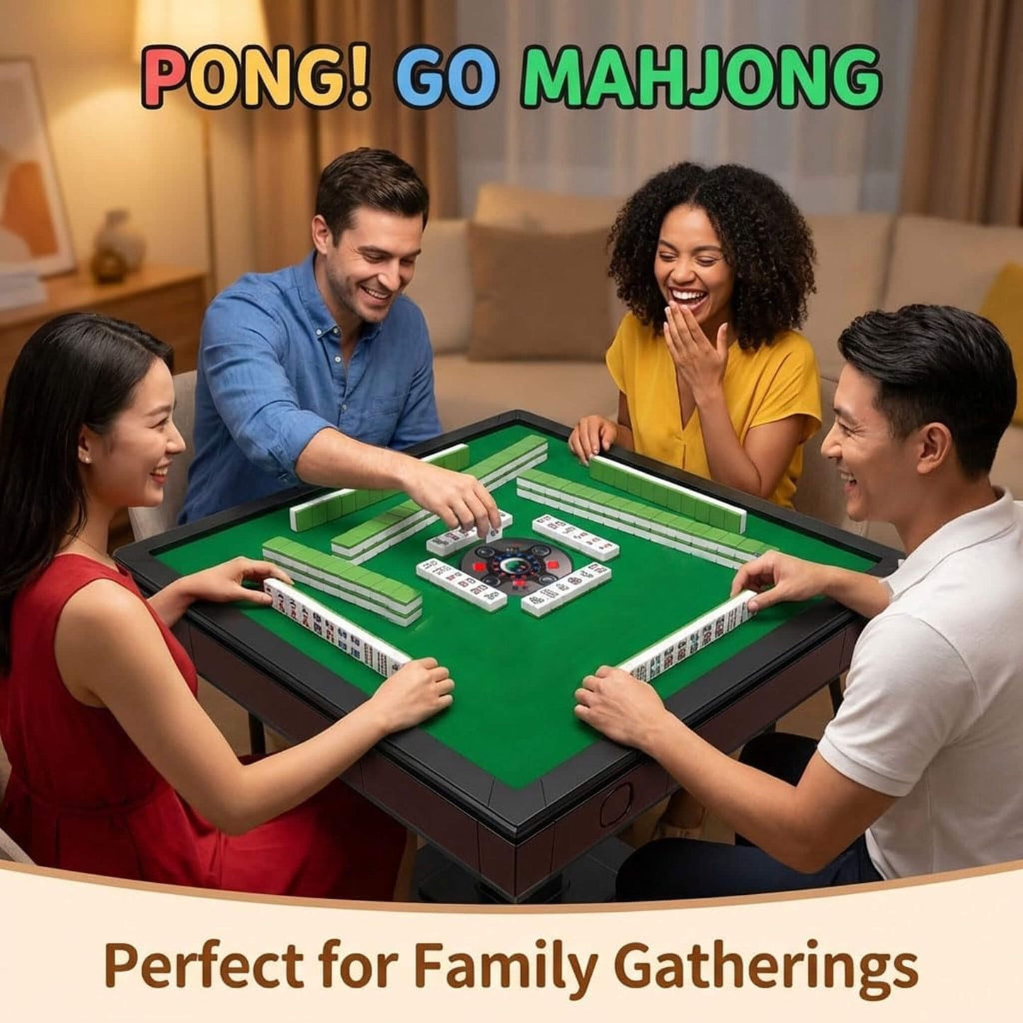 Automatic Ultra-Thin Foldable Mahjong Table With Two 152 42MM Tile Sets (SAK82950)