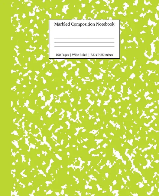 Marbled Composition Notebook: Green Marble Wide Ruled Paper Subject Book - Paperback