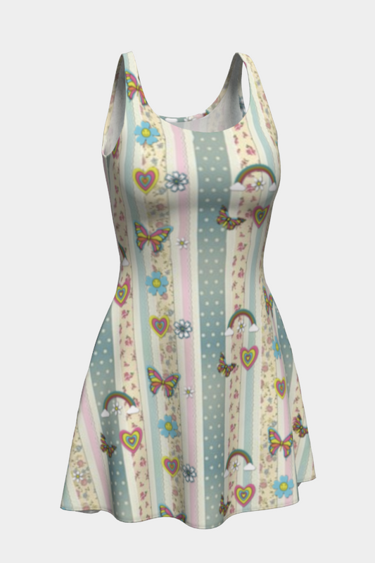 Cottagecore Pastel Stripes Short Flared Dress
