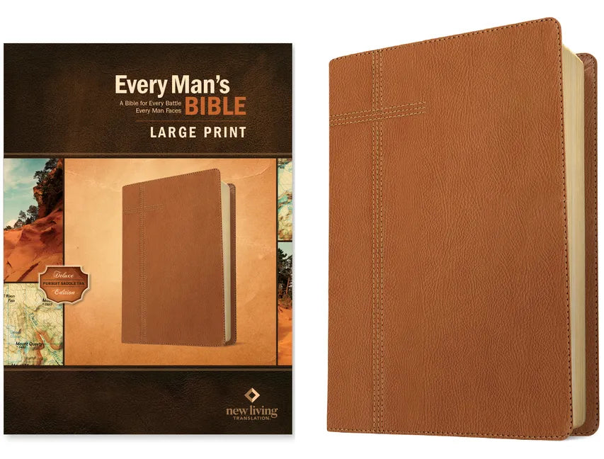 Every Man's Bible Nlt, Large Print (Leatherlike, Pursuit Saddle Tan) - Imitation Leather