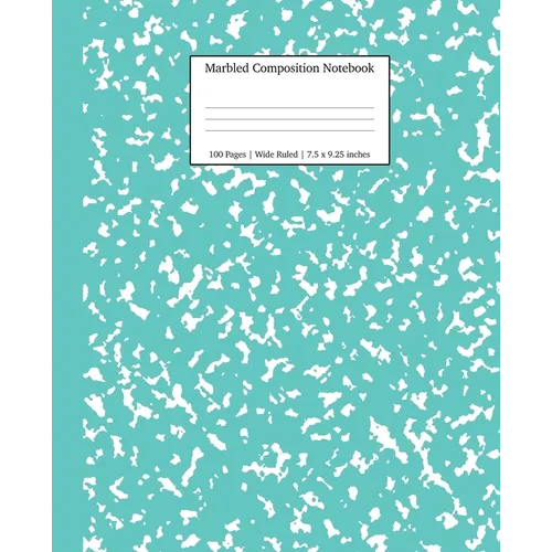 Marbled Composition Notebook: Turquoise Marble Wide Ruled Paper Subject Book - Paperback