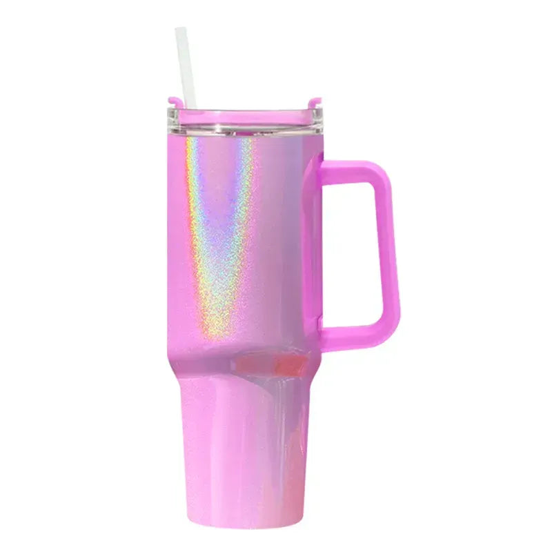40oz Sublimation Glitter Holographic Stainless Tumbler w/ Handle