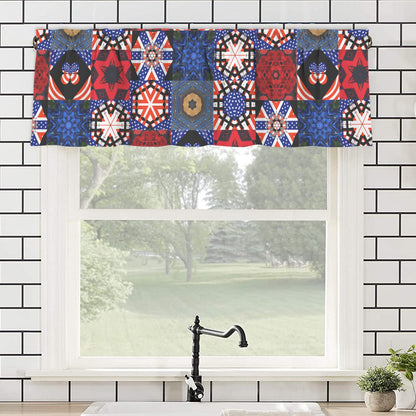 4th of July Pattern Short Window Valance Curtain 60" x 18"（Made in USA）