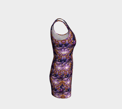 Crystal Purple Butterflies Fitted Short Dress