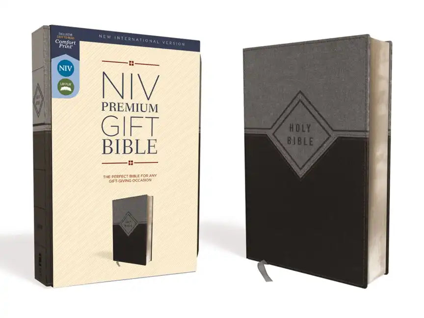 Niv, Premium Gift Bible, Leathersoft, Black/Gray, Red Letter Edition, Comfort Print - Imitation Leather