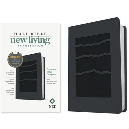 NLT Premium Value Compact Bible, Filament Enabled (Leatherlike, Black Mountainscape) - Imitation Leather