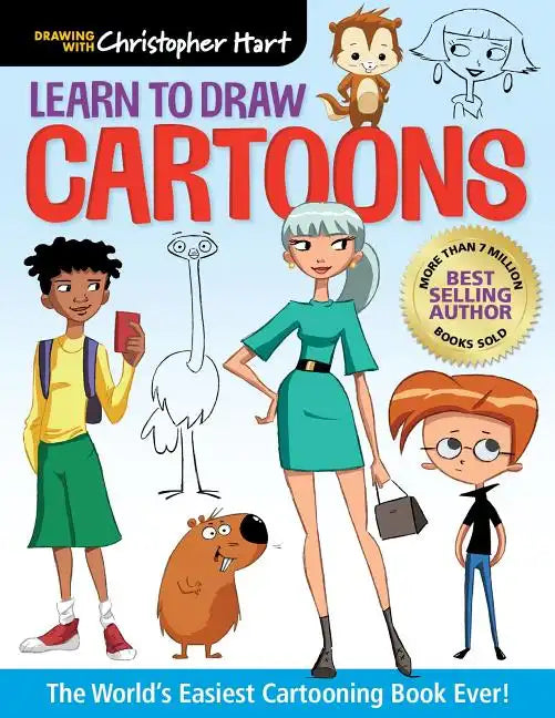 Learn to Draw Cartoons: The World's Easiest Cartooning Book Ever! - Easy How to Draw Cartoon Characters and Animals Step by Step for Kids and Adults - Paperback