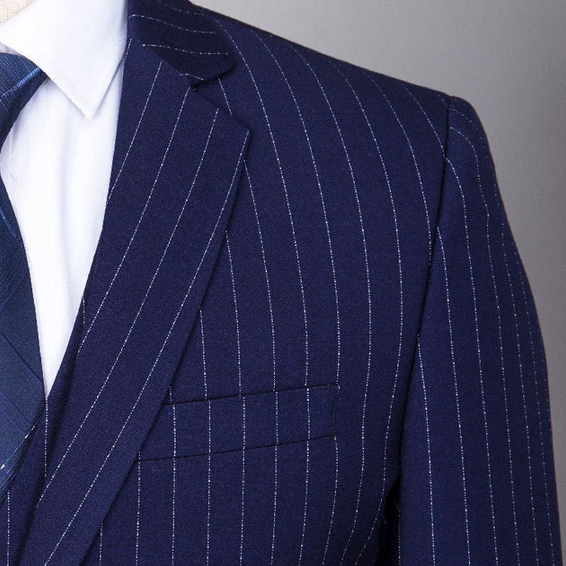 Mens Fashionable And Versatile Striped Three-piece Suit