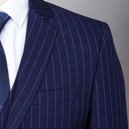 Mens Fashionable And Versatile Striped Three-piece Suit