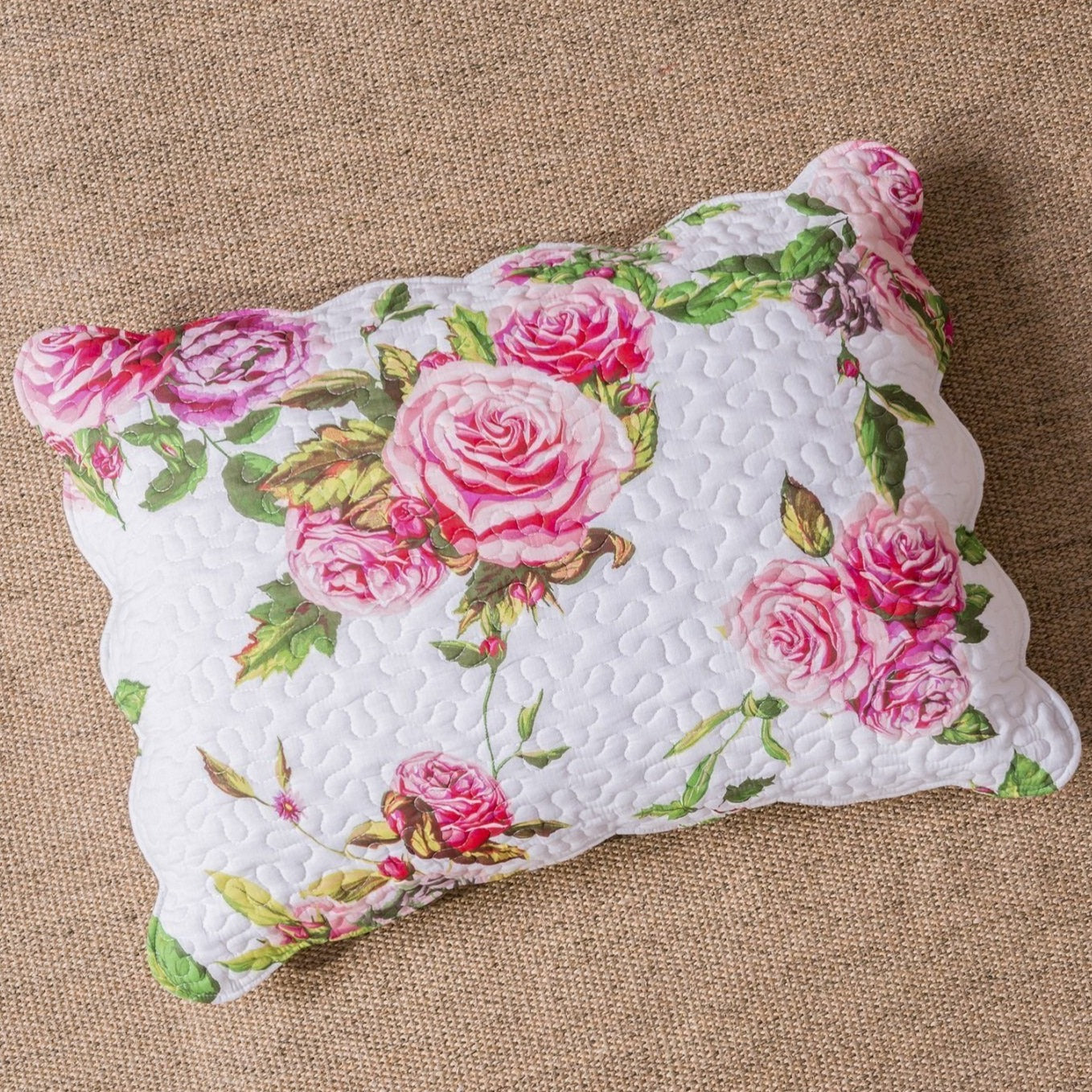 DaDa Bedding Pink Romantic Roses Floral Quilt Set