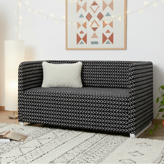 Black Boho Mudcloth Slipcover – Compatible with IKEA Knopparp Sofa (2-Seater or 3-Seater)