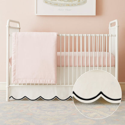 Scallop Embroidery Cotton Crib Skirt