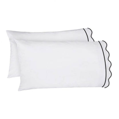 400TC Cotton Scallop Embroidery & Border Sateen Solid Sheet Set