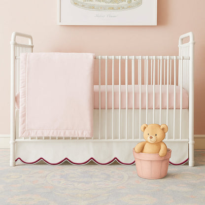 Scallop Embroidery Cotton Crib Skirt