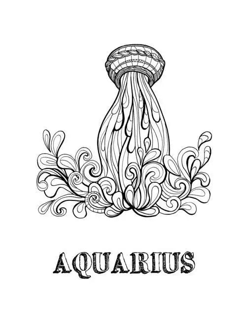 Aquarius: Coloring Book with Three Different Styles of All Twelve Signs of the Zodiac. 36 Individual Coloring Pages. 8.5 x 11 - Paperback