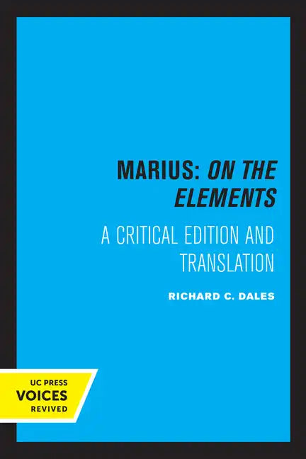 Marius: On the Elements: A Critical Edition and Translation Volume 10 - Paperback
