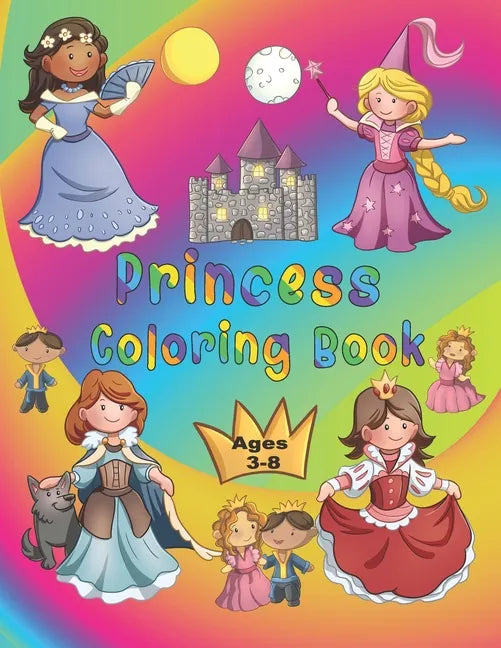Princess Coloring Book: 50 princesses to color by kids ages 3-8 - Paperback