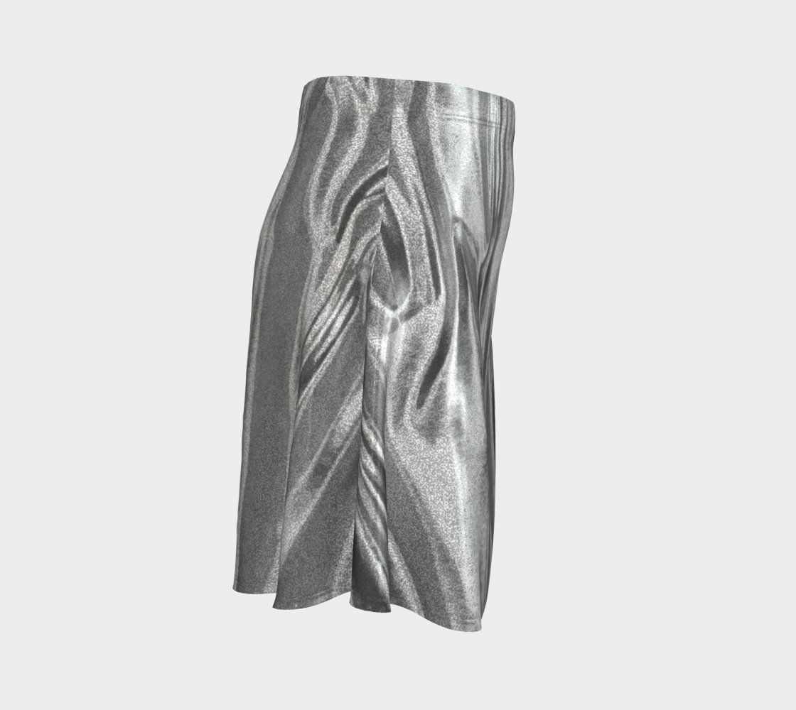Molten Silver Flared Glitter Skirt