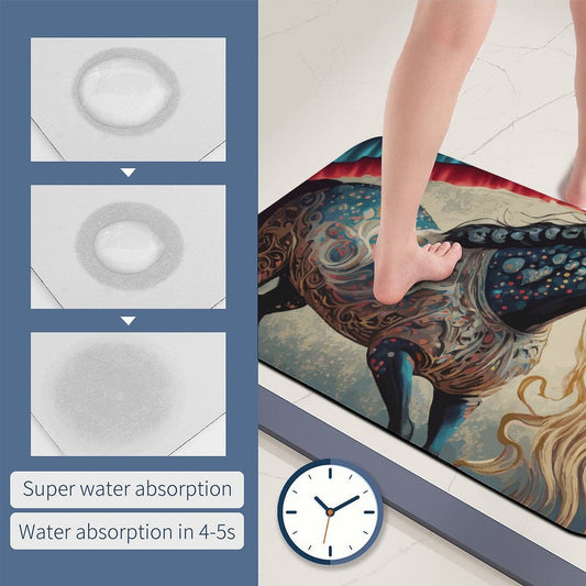 Bejeweled Horse Design Diatomaceous Earth Bath Mat 35.4" x 23.6" | Ships from USA