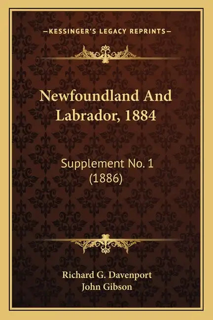 Newfoundland And Labrador, 1884: Supplement No. 1 (1886) - Paperback