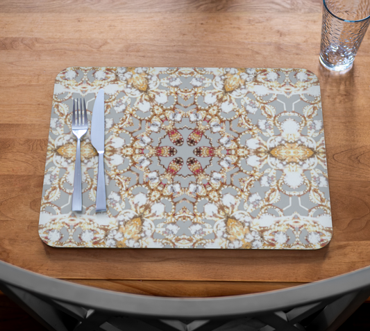 Intricate Gold Design Vegan Leather Placemat
