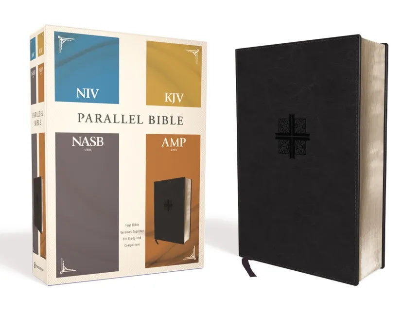 Niv, Kjv, Nasb, Amplified, Parallel Bible, Leathersoft, Black: Four Bible Versions Together for Study and Comparison - Imitation Leather