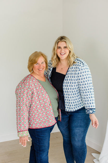 The Emily *Reversible* Quilted Jacket in Pistachio Pink