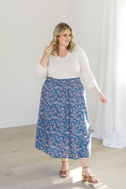 The Melissa Skirt in Indigo Bloom