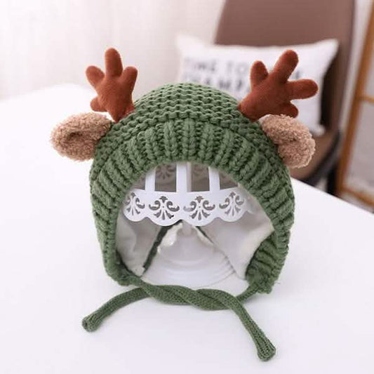 Cartoon Elk Baby Hat Winter Christmas Knitted
