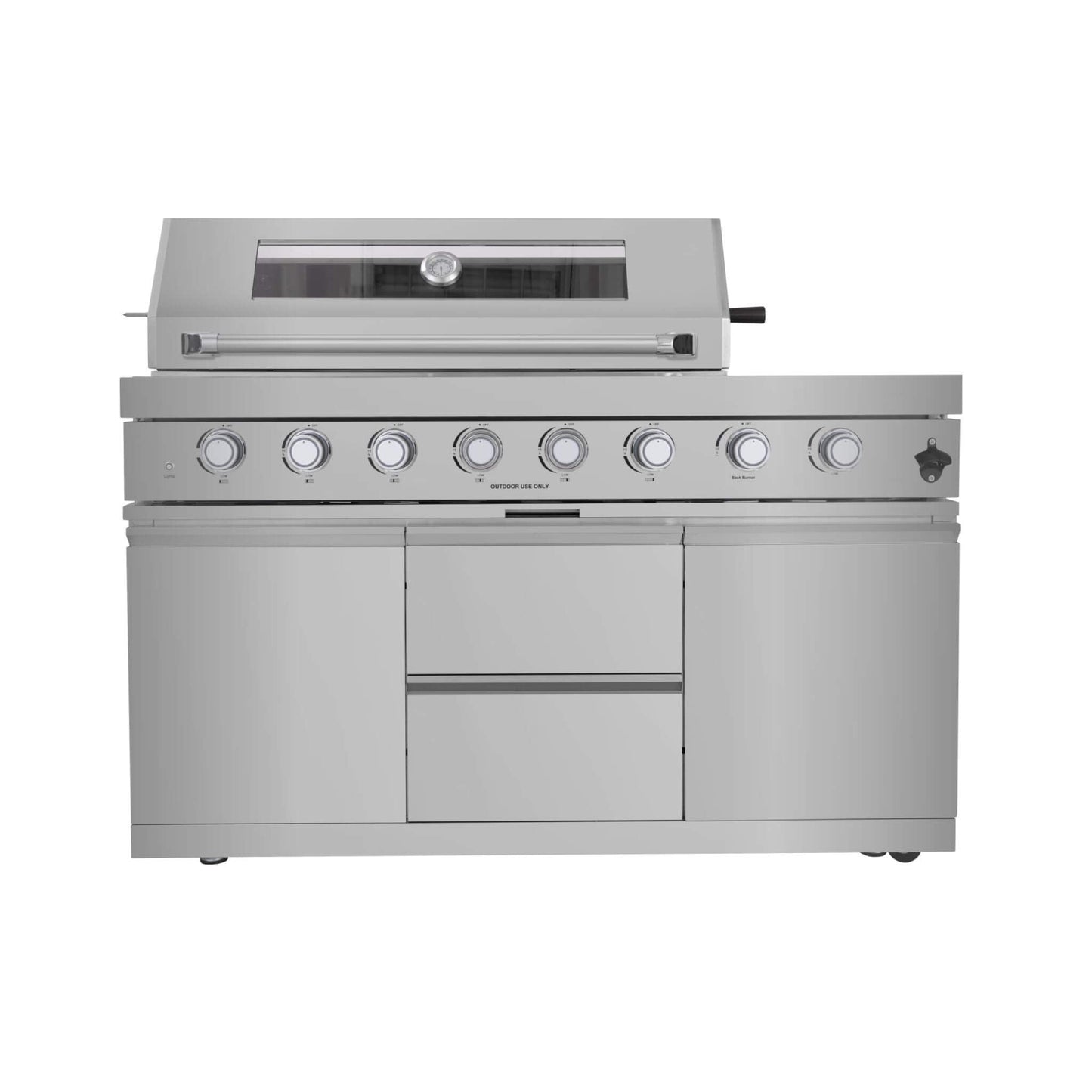 Castelle Flame Capri 96-Inch 6-Burner 85000 BTU Outdoor Kitchen Liquid Propane Grill Island With Fridge (SAK42895)