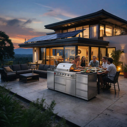 Castelle Flame Deluxe 4-Burner 72000 BTU Stainless Steel Liquid Propane Grill Island (SAK31425)