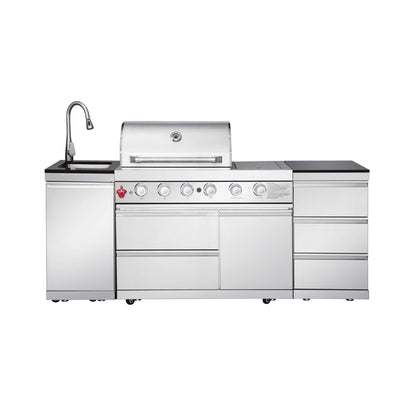 Castelle Flame Deluxe 4-Burner 72000 BTU Stainless Steel Liquid Propane Grill Island (SAK31425)
