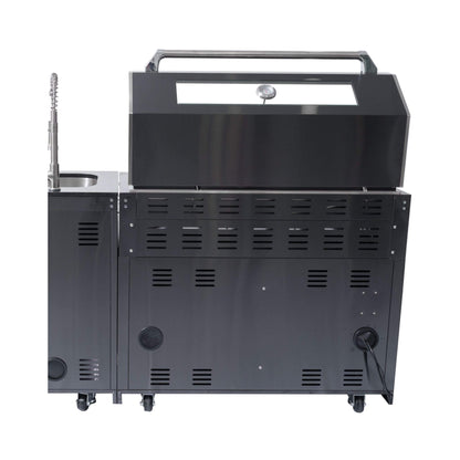 Castelle Flame Inferno Premium Black Stainless Steel 6-Burner Liquid Propane Kitchen Grill Island With Rotisserie Kit (SAK82641)