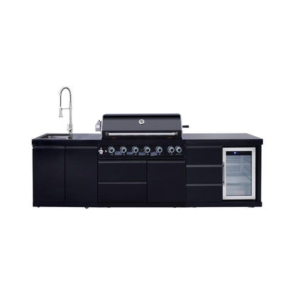 Castelle Flame Summit 6-Burner 85000 BTU Liquid Propane Grill Island With Sink And Fridge (SAK59238)