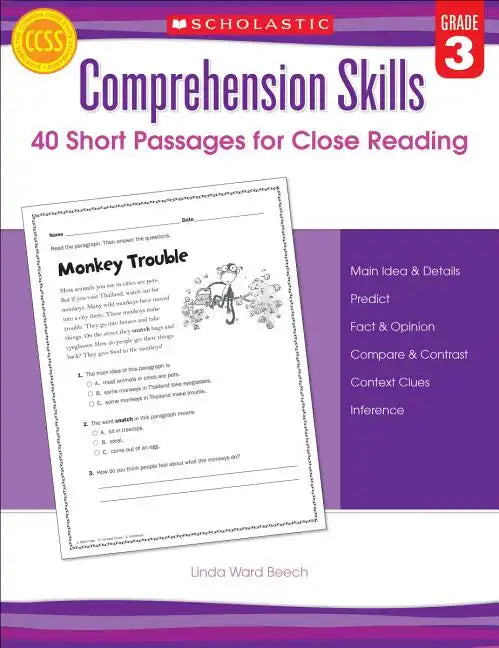 Comprehension Skills: 40 Short Passages for Close Reading: Grade 3 - Paperback