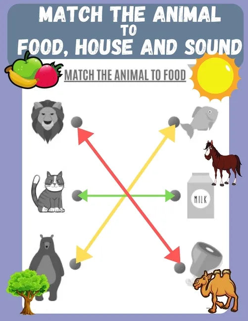 Match the Animal to Food, House and Sound: Activity book for Kids, Pre K to Kindergarten, Ages 3 - 6, Matching and Identifying, Children's fun Workboo - Paperback