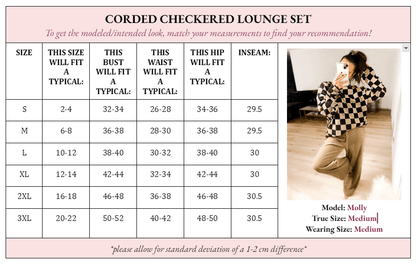 Checkered Corded Crew Sweater Set