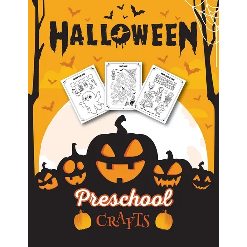 Halloween Preschool Crafts: Fantastic Activity Book For Boys And Girls: Word Search, Mazes, Coloring Pages, Connect the dots, how to draw tasks - For - Paperback