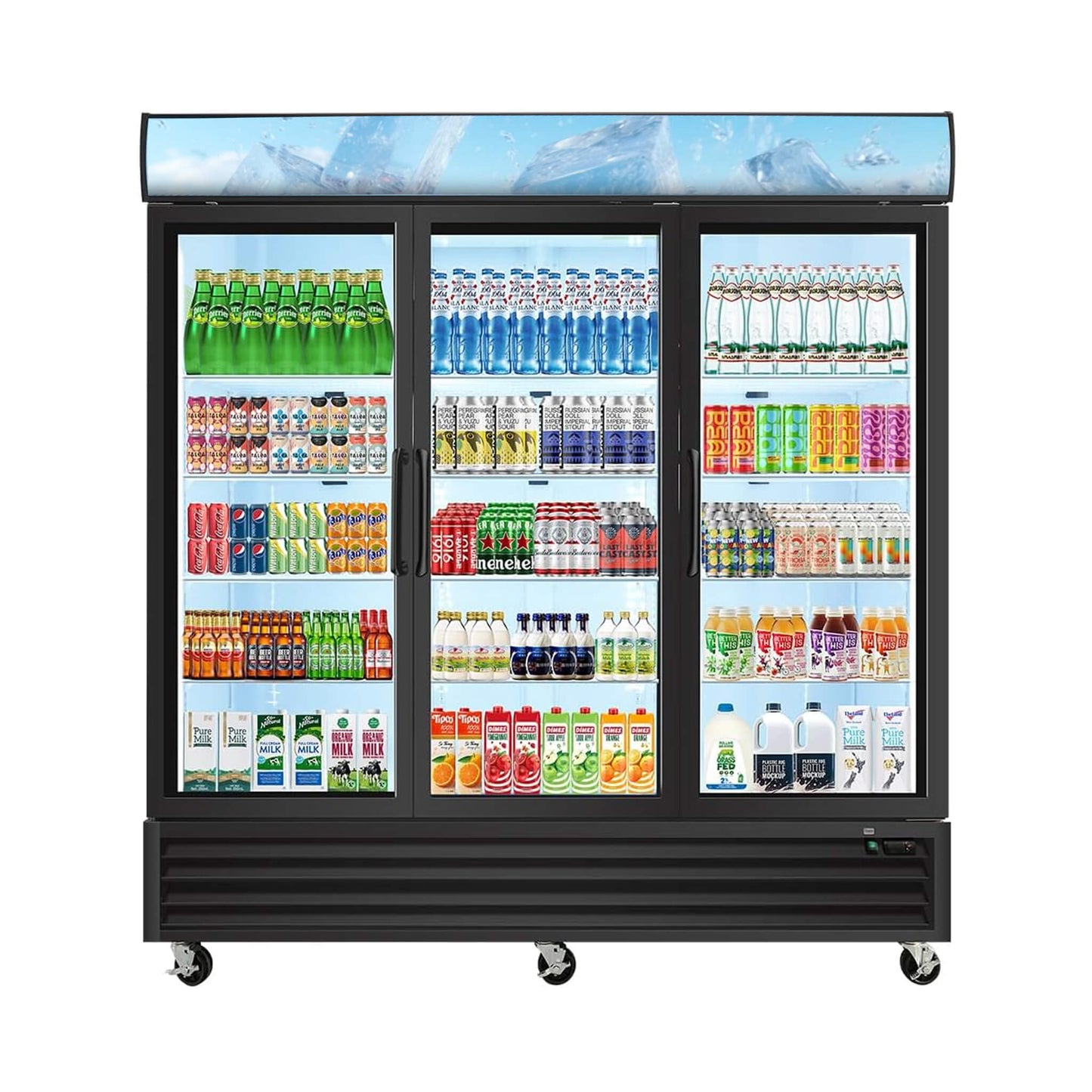 Commercial 70 Cu.Ft Reach-In Glass Door Merchandiser Freezer With LED Top Panel And Swing Door (SAK43890)