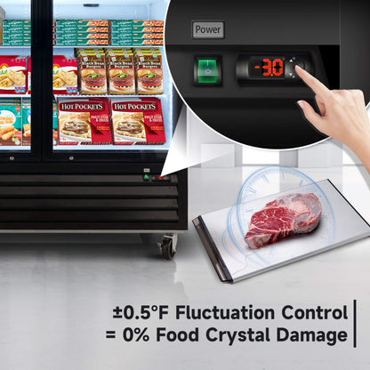 Commercial 70 Cu.Ft Reach-In Glass Door Merchandiser Freezer With LED Top Panel And Swing Door (SAK43890)
