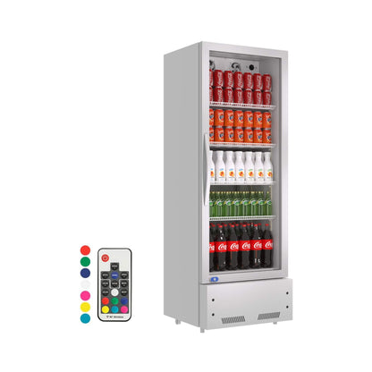 Commercial Single Glass Door Upright Beverage Cooler Refrigerator With LED Lighting (SAK24713)