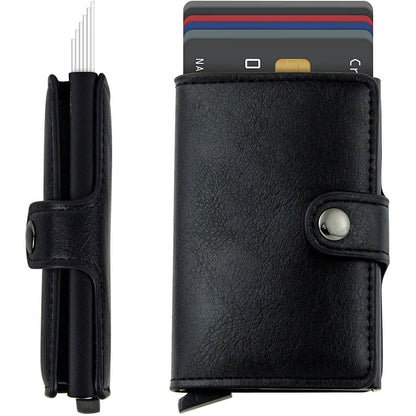 Credit Card Holder RFID Blocking Genuine Leather Vintage Aluminum Business Wallet